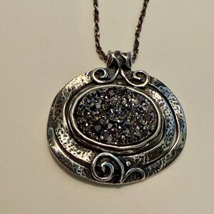 PZ Israel 925 Sterling Silver Druzy Pendant Necklace | Israeli Artisan Jewelry 💫